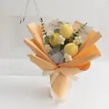 Handmade crochet lemon bouquet with white daisies in orange gift wrapping and carry bag - Yellow Tulip - Large Gift Box