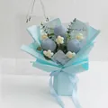 Handmade crochet bouquet with blue tulips and daisies in light blue gift packaging - Light Blue Tulip - Large Gift Box