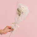 Handmade knitted white rose bouquet with pearl accents and love you gift packaging - Hydrangea White