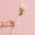 Hand-knitted cream and yellow crochet rose with elegant LOVE ribbon packaging - Wine Glass Rose Yellow Gradient