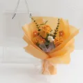 Handmade crochet flower bouquet with orange carnations and daisies in a gift bag - Orange Carnation - Large Gift Box
