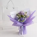 Handmade crochet bouquet with purple carnations and roses in a gift bag for Mother's Day - Carnation Mix - Purple Series