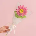Handmade crochet pink sunflower flower bouquet with premium gift packaging for Valentines - Gerbera Pink