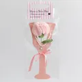 Bouquet d'œillets roses au crochet avec collier de perles et pendentif cœur en coffret - Pure Pink Carnation