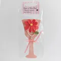 Bouquet de tulipes rouges au crochet avec chaîne en perles et pendentif cœur - Carmine Red Galsang Flower