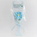 Bouquet de tulipes bleues au crochet fait main avec chaîne perle et pendentif cœur - Light Blue Galsang Flower