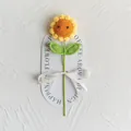 Handmade crochet sunflower bouquet with a smiling face and decorative white ribbon bow - Smiley Sunflower / 1 Piece (With Handbag) / Yellow