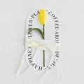 Handmade knitted yellow tulip flower with green stem and elegant gift ribbon decoration - Closed Tulip / 1 Piece (With Handbag) / Yellow