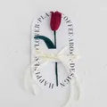 Handmade crochet red tulip flower gift with white card packaging and Love Is Eternal ribbon - Closed Tulip / 1 Piece (With Handbag) / Red