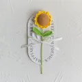 Handmade crochet sunflower with yellow petals and Love Is Eternal ribbon detail - Standard Sunflower / 1 Piece (With Handbag) / Yellow