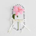 Handmade crochet pink lily flower gift with green leaves and a decorative white ribbon - Blooming Tulip / 1 Piece (With Handbag) / Light Pink