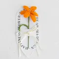 Handmade crochet orange tulip flower bouquet with Love Is Eternal ribbon gift - Blooming Tulip / 1 Piece (With Handbag) / Orange