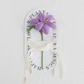 Handmade knitted purple lily flower gift with white ribbon and decorative backing card - Blooming Tulip / 1 Piece (With Handbag) / Deep purple