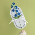 Handmade crochet blue forget-me-not bouquet with white card and decorative ribbon - Forget-me-not / 1 Piece (With Handbag) / Dark Blue