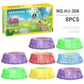 Set of 8 colorful light-up rainbow balance stones for kids with non-slip texture and box - 8-Piece River Crossing Stones (Light-up Version)(HJ306)