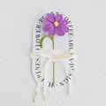 Handmade purple crochet flower on display card with Love Is Eternal ribbon bow - Galsang Flower / 1 Piece (With Handbag) / Deep purple