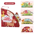 Interactive soft fabric farm animal quiet book with crinkle paper and Velcro pieces - Farm Animals