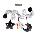 High contrast black and white spiral plush toy with star and cloud hanging charms - Black and White Star Moon Spiral Activity Toy