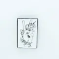 Retro black and white gesture pin with floral patterns and LOVE lettering - Black and White Gesture Flower Style (XZ0728)