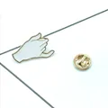 Cartoon pinky promise gesture enamel pin in white and black for denim jackets - White Hand Gesture (XZ0911)