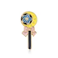 Halloween sweet witch magic wand enamel brooch with yellow crescent moon and pink bow - Moon Magic Wand (XZ0281)