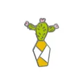 Épingle en émail cactus vert avec cœurs roses dans un pot de fleurs géométrique jaune et blanc - Cactus Cœur Pot Jaune Et Blanc (XZ1009)
