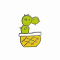 Pin's en émail cactus en pot avec base jaune et détails de cactus verts - Balle de Cactus Pot à Grille Jaune (XZ1010)