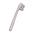 Cute pink toothbrush enamel pin badge with white bristles and black outline details - Xz0915