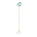Detail of blue heart and paper plane earring with planet motif and gold chain - Envelope and Paper Plane Style (XZ1124)