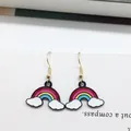 Rainbow and cloud drop earrings in gold plating for women stylish jewelry - Rainbow And Cloud (EAR2600)