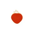 Red enamel strawberry brooch with gold metal leaf detail for fashion accessory - Red Strawberry Style (XZ1036)