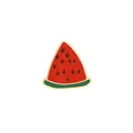 Cute watermelon enamel brooch pin with red and green finish on a golden metal base - Watermelon Slice Style (XZ1037)