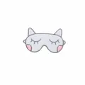Close-up of white enamel cat sleeping mask brooch with pink accents on white background - Cat Eye Mask Style (XZ1148)