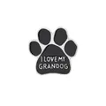 Enamel dog paw print brooch featuring I LOVE MY GRANDDOG text in black and silver - I Love My Granddog Style (XZ1173)