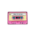 Épinglette rétro en émail en forme de cassette rose et jaune avec des cœurs verts - Cassette Rose Jaune (XZ1262)