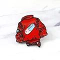 Spilla smaltata con classica giacca da anime rossa e motivo a capsula su marmo bianco - Stile Giacca Rossa (XZ0867)