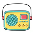 Broche en émail radio rétro mignonne jaune et verte pour accessoire de veste - Style Radio Jaune Sarcelle (XZ1269)