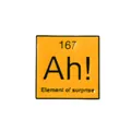 Funny yellow enamel periodic table pin badge with Ah! Element of Surprise design - Xz1176