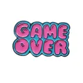 Pink and blue Game Over enamel pin in bubble font, Y2K retro gaming aesthetic badge - GAME OVER Letters Style (XZ1386)