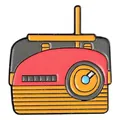 Cute retro radio enamel pin badge in bright red and yellow for denim jackets - Red Yellow Radio Style (XZ1271)