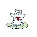 Broche de esmalte de gato alado con corazón rojo sobre nube azul para bolsos - Estilo Gato Ángel Con Corazón Rojo (XZ1607)