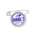 Grape Soda dop veiligheidsspeld broche in paars email met een creatief vintage design - Zilveren Rand Druivensoda Stijl (WY0117)