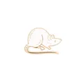 Niedliche weiße Cartoon-Maus Emaille-Anstecknadel mit Goldrand und Emaille-Finish - Weiße Maus(WY0002)