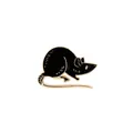Cartoon Emaille-Anstecknadel schwarze Maus mit goldenen Umrissen für Rucksäcke - Schwarze Maus(WY0003)