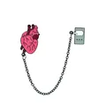 Creative pink anatomical heart and battery charger chain brooch for denim bags - Heart Pager Connected Style (XZ1650)