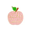 Rosa Apfel-Emaille-Anstecknadel für Lehrer mit goldgeprägtem Inspirations-Schriftzug - Rosa
