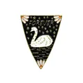Spilla in smalto con cigno bianco e scritta Forever su base triangolare nera e oro - Stile Triangolo Cigno (XZ1660)