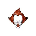 Classic Pennywise clown enamel pin featuring orange hair and movie character design - Wy0378