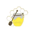 Niedliche Emaille-Brosche in Form eines Honigtopfs mit Honigwaben-Muster und Label - Honigtopf-Stil(WY0755)