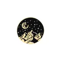 Round enamel mountain hiking pin featuring a crescent moon and starry night sky theme - Starry Night Mountain (xz1222)